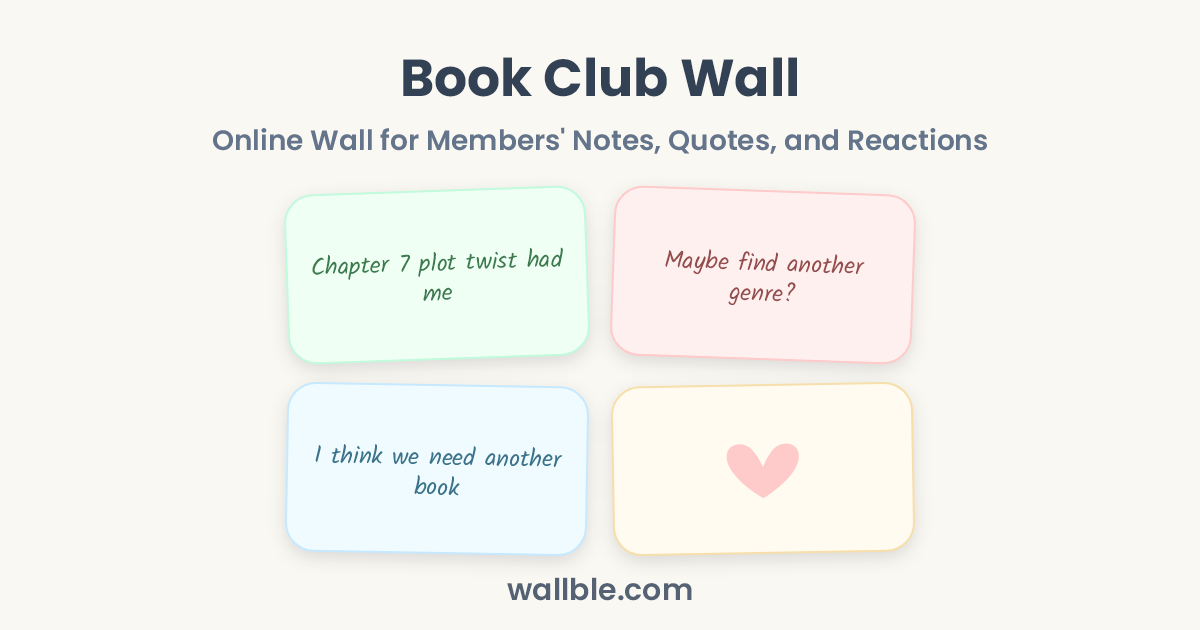 Book Club Wall: Online Wall for Members' Notes, Quotes, and Reactions