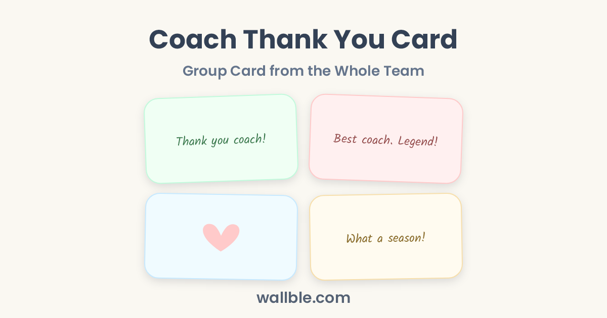 Coach Thank You Card: Group Card from the Whole Team