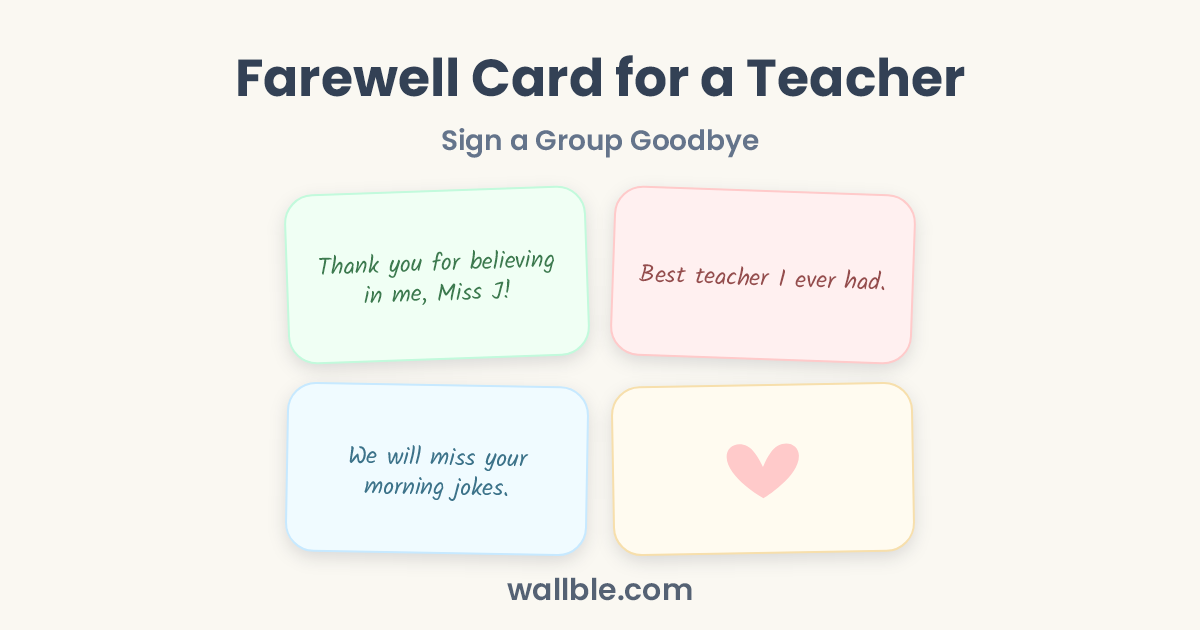 Farewell Card for a Teacher: Sign a Group Goodbye
