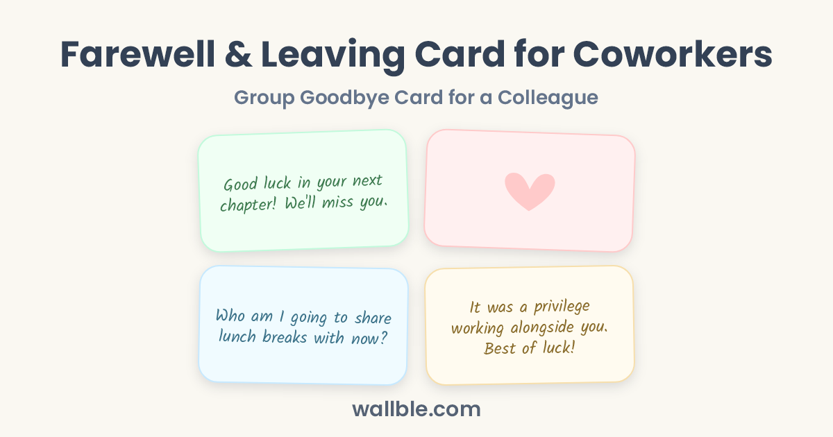 Farewell & Leaving Card for Coworkers: Group Goodbye Card for a Colleague