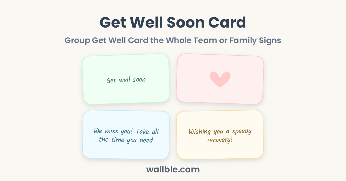 Get Well Soon Card: Group Get Well Card the Whole Team or Family Signs