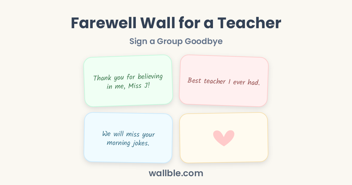 Farewell Wall for a Teacher: Sign a Group Goodbye