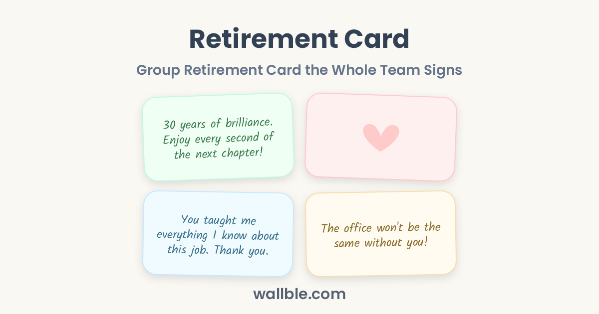 Retirement Card: Group Retirement Card the Whole Team Signs