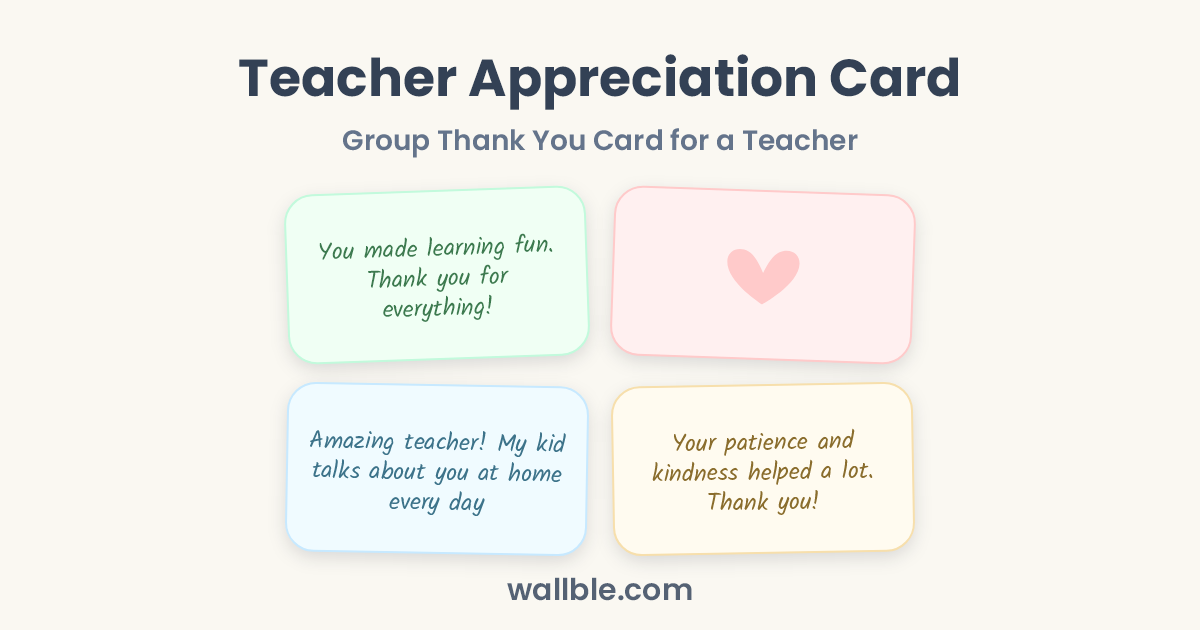Teacher Appreciation Card: Group Thank You Card for a Teacher