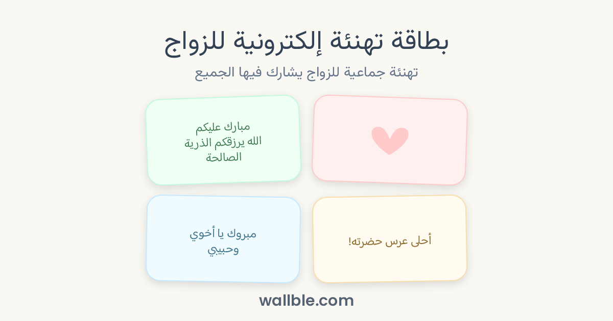 بطاقة تهنئة إلكترونية للزواج: تهنئة جماعية للزواج يشارك فيها الجميع